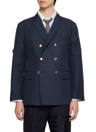 Main View - Click To Enlarge - THOM BROWNE - Double Breasted Unconstructed Wide Shoulder Suit Jacket