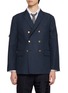 THOM BROWNE Double Breasted Unconstructed Wide Shoulder Suit Jacket