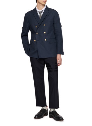 Figure View - Click To Enlarge - THOM BROWNE - Double Breasted Unconstructed Wide Shoulder Suit Jacket