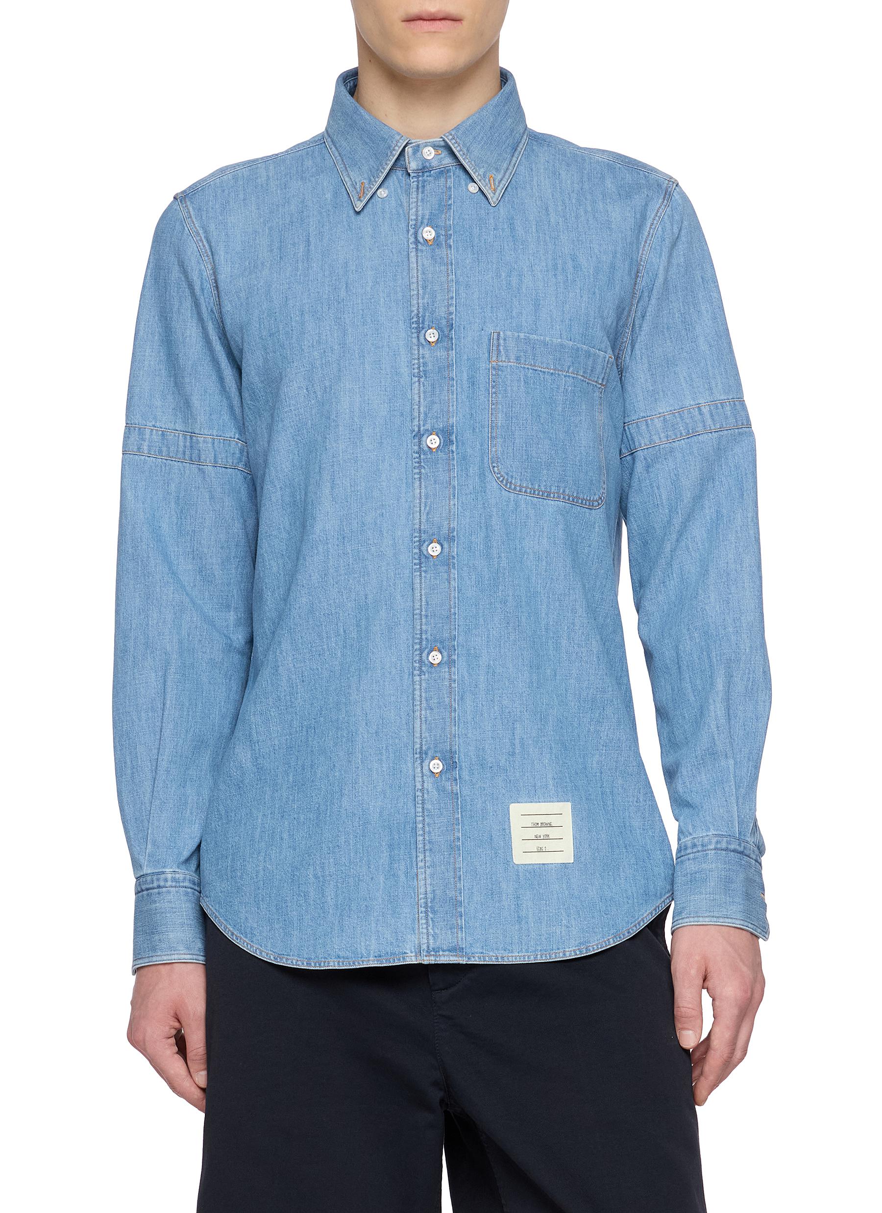 THOM BROWNE デニム長袖シャツ THOM BROWNE | Armband Denim Shirt | Men | Lane Crawford