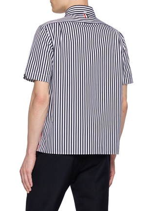 Back View - Click To Enlarge - THOM BROWNE - Striped Sailboat Embroidery Cotton Poplin Shirt