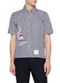 THOM BROWNE Striped Sailboat Embroidery Cotton Poplin Shirt