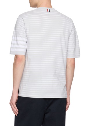 Back View - Click To Enlarge - THOM BROWNE - 4-bar Knit Pocket Cotton Jersey T-shirt