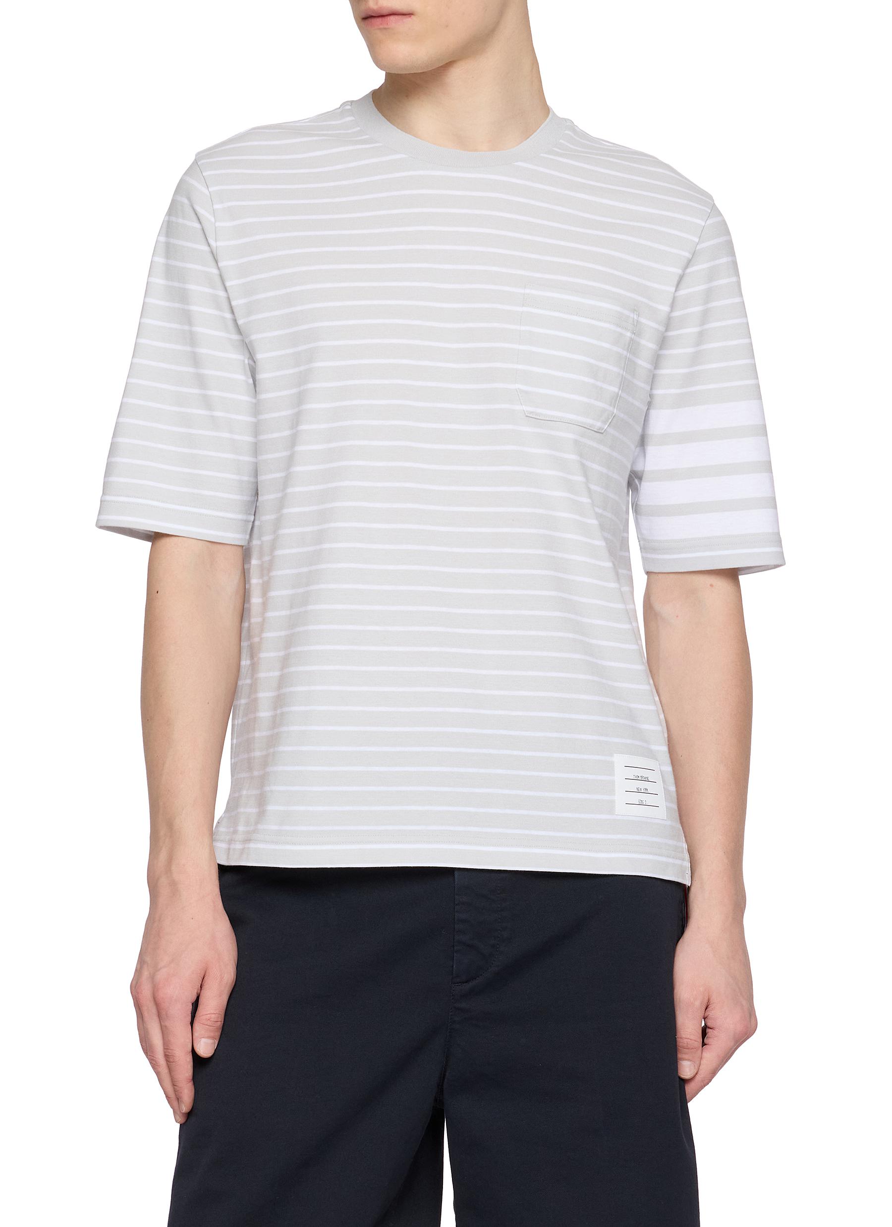 THOM BROWNE | 4-bar Knit Pocket Cotton Jersey T-shirt | Men | Lane