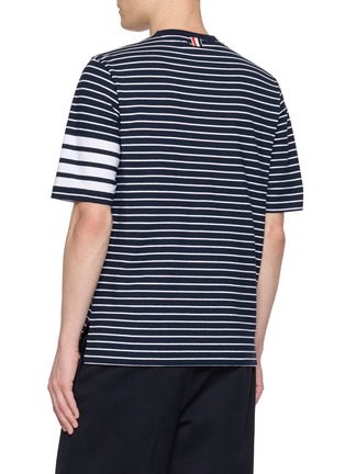 Back View - Click To Enlarge - THOM BROWNE - 4-bar Knit Pocket Cotton Jersey T-shirt