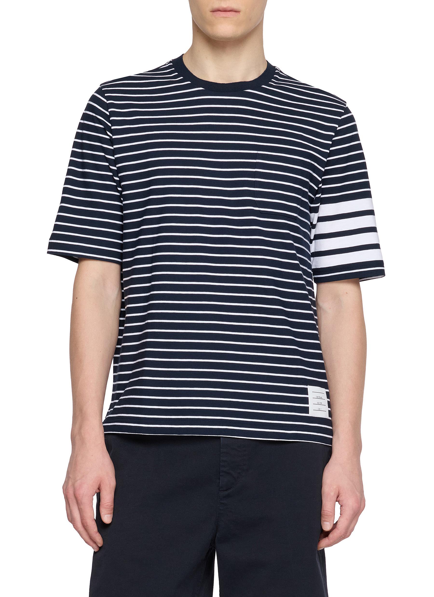 THOM BROWNE | 4-bar Knit Pocket Cotton Jersey T-shirt | Men | Lane