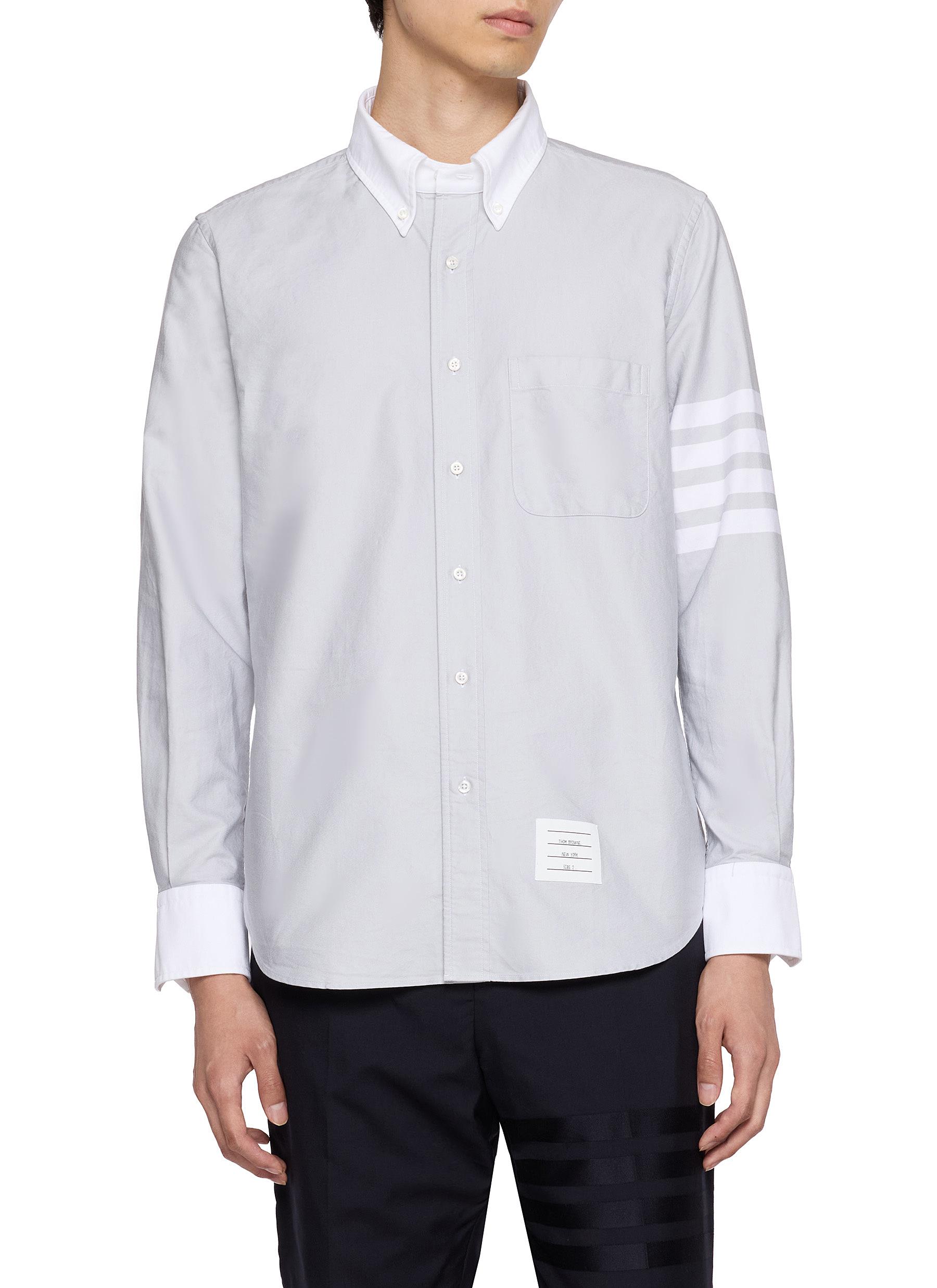 THOM BROWNE | 4-Bar Button Down Collar Cotton Oxford Shirt | Men