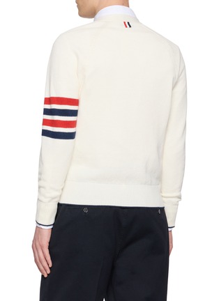 Back View - Click To Enlarge - THOM BROWNE - 4-bar Linen Cotton Cardigan