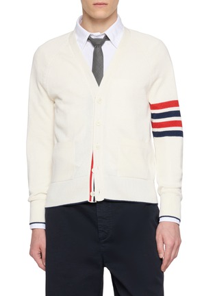Main View - Click To Enlarge - THOM BROWNE - 4-bar Linen Cotton Cardigan
