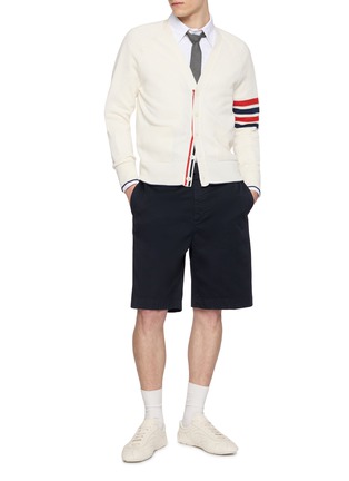 Figure View - Click To Enlarge - THOM BROWNE - 4-bar Linen Cotton Cardigan