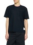 THOM BROWNE Striped Neck Cotton Linen T-Shirt