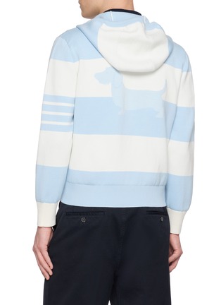 Back View - Click To Enlarge - THOM BROWNE - Hetor 4-Bar Rugby Cotton Blend Zip Up Hoodie