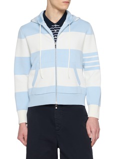 THOM BROWNE | Hetor 4-Bar Rugby Cotton Blend Zip Up Hoodie | Men
