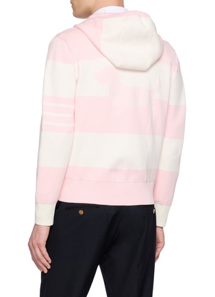 Back View - Click To Enlarge - THOM BROWNE - Hetor 4-Bar Rugby Cotton Blend Zip Up Hoodie
