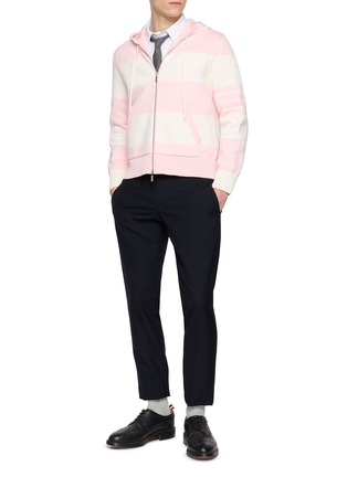 Figure View - Click To Enlarge - THOM BROWNE - Hetor 4-Bar Rugby Cotton Blend Zip Up Hoodie