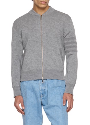 Main View - Click To Enlarge - THOM BROWNE - Ottoman Milano Stitch 4-Bar Bomber Jacket