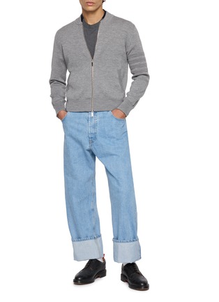 Figure View - Click To Enlarge - THOM BROWNE - Ottoman Milano Stitch 4-Bar Bomber Jacket