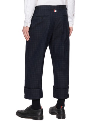 Back View - Click To Enlarge - THOM BROWNE - Windowpane Check Straight Leg Tailored Trousers