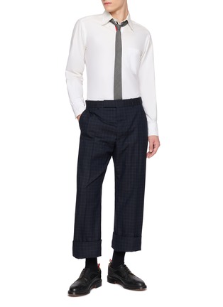 Figure View - Click To Enlarge - THOM BROWNE - Windowpane Check Straight Leg Tailored Trousers