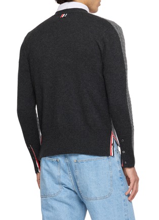 Back View - Click To Enlarge - THOM BROWNE - Baby Cable 4-Bar V-neck Cardigan