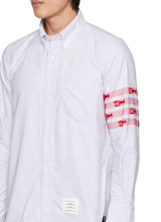  - THOM BROWNE - University Stripe 4-Bar Lobster Cotton Oxford Shirt