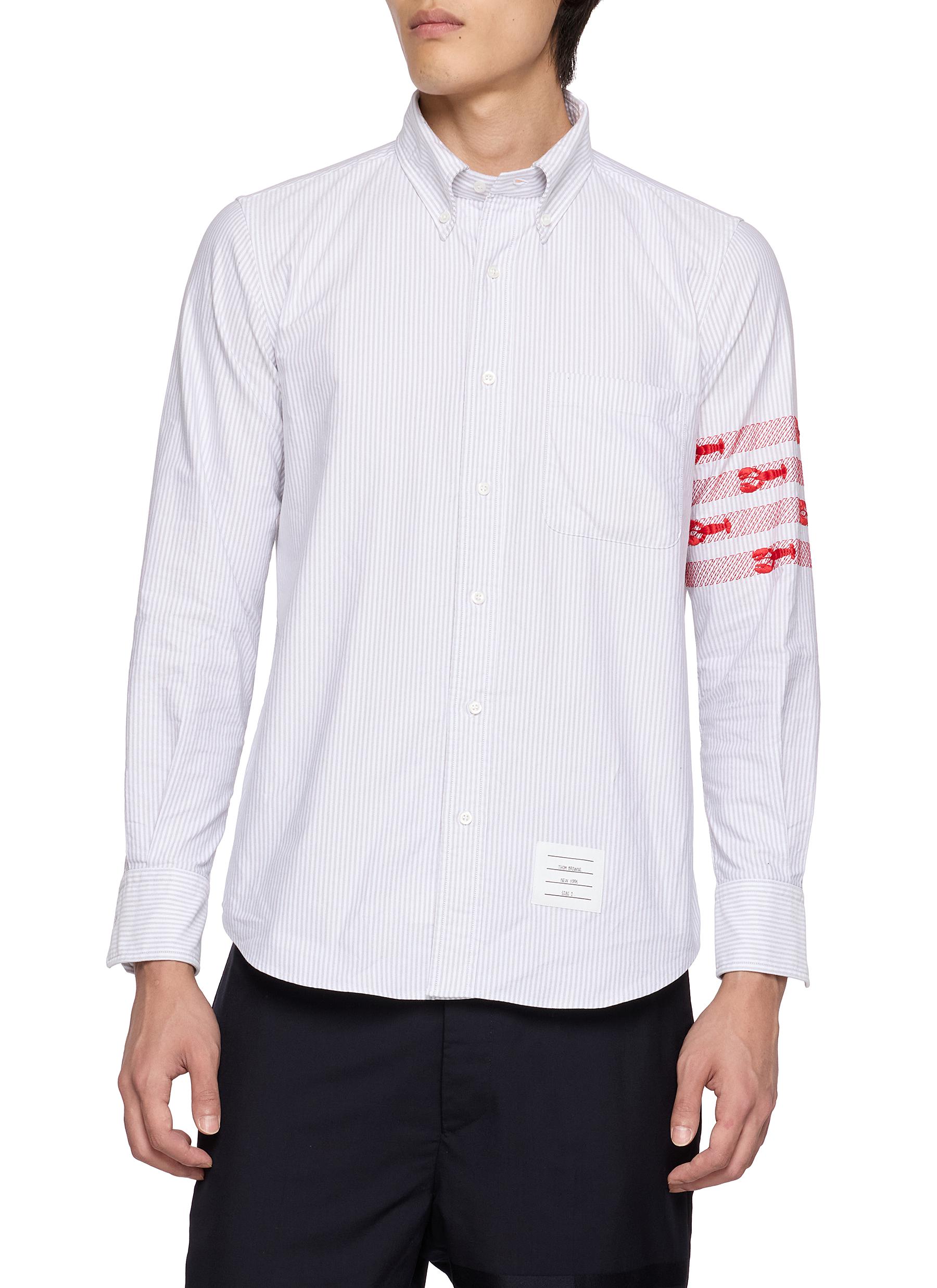 THOM BROWNE | University Stripe 4-Bar Lobster Cotton Oxford Shirt