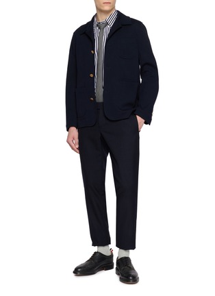 Figure View - Click To Enlarge - THOM BROWNE - Sack Wool Tech Milano Jacket