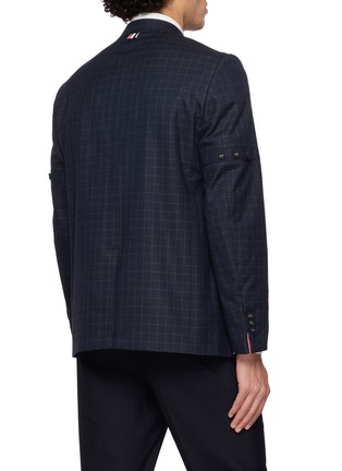 Back View - Click To Enlarge - THOM BROWNE - Checkered Armband Detail Single Breasted Blazer