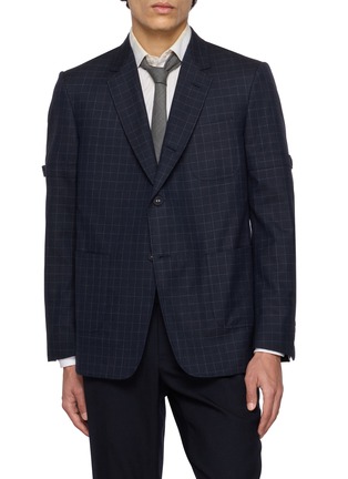 Main View - Click To Enlarge - THOM BROWNE - Checkered Armband Detail Single Breasted Blazer