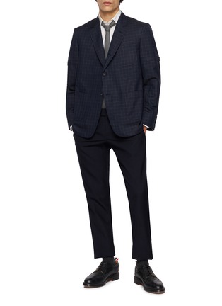 Figure View - Click To Enlarge - THOM BROWNE - Checkered Armband Detail Single Breasted Blazer