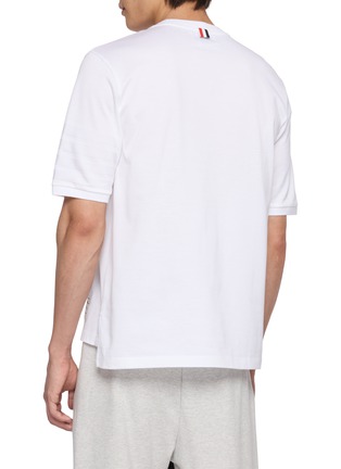 Back View - Click To Enlarge - THOM BROWNE - Ottoman 4-Bar Cotton Jersey T-Shirt