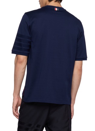Back View - Click To Enlarge - THOM BROWNE - Ottoman 4-Bar Cotton Jersey T-Shirt