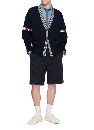 Figure View - Click To Enlarge - THOM BROWNE - Rwb Armband Lobster Cotton Jersey Cardigan
