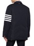 Back View - Click To Enlarge - THOM BROWNE - Single Breasted 4 Bar Snap Front Down Filled Blazer
