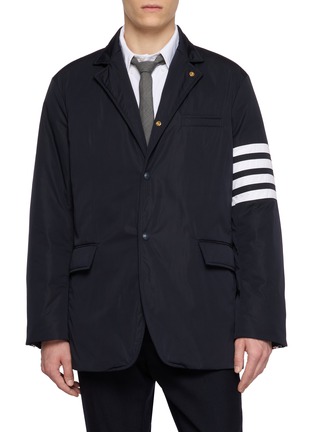 Main View - Click To Enlarge - THOM BROWNE - Single Breasted 4 Bar Snap Front Down Filled Blazer