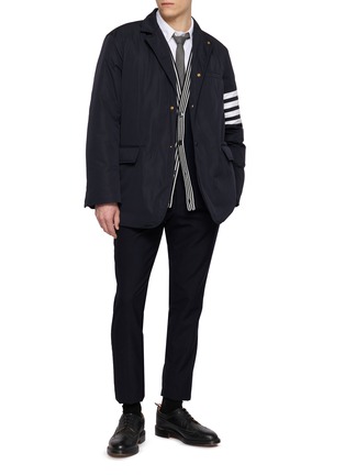 Figure View - Click To Enlarge - THOM BROWNE - Single Breasted 4 Bar Snap Front Down Filled Blazer