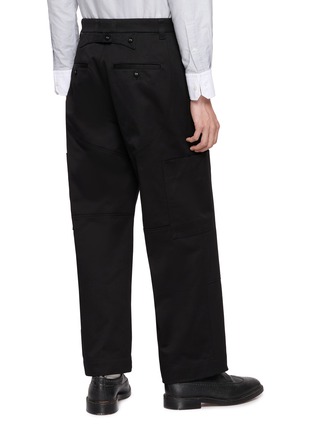 Back View - Click To Enlarge - THOM BROWNE - Wide Leg Cotton Twill Chap Painter Pants