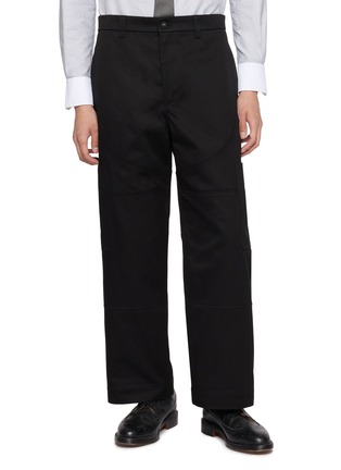 Main View - Click To Enlarge - THOM BROWNE - Wide Leg Cotton Twill Chap Painter Pants