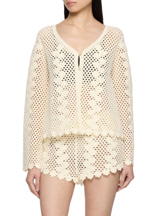 Main View - Click To Enlarge - POSSE - Saskia Crochet Cotton Knit Cardigan