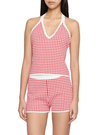 Main View - Click To Enlarge - POSSE - Micah Gingham Knit Halter Top