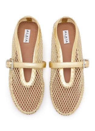 Detail View - Click To Enlarge - ALAÏA - La Ballerine Glitter Mesh Mary Jane Flats