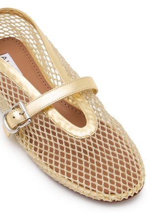 Detail View - Click To Enlarge - ALAÏA - La Ballerine Glitter Mesh Mary Jane Flats