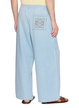 Back View - Click To Enlarge - LOEWE - Drawstring Anagram Embroidered Light Wash Pants