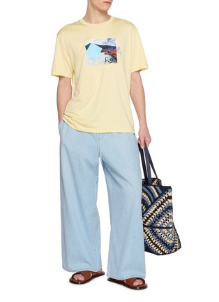 Figure View - Click To Enlarge - LOEWE - Drawstring Anagram Embroidered Light Wash Pants