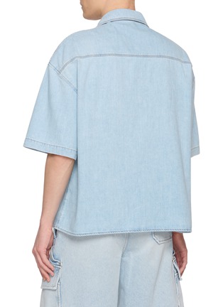 Back View - Click To Enlarge - LOEWE - Anagram Embroidered Light Wash Denim Shirt