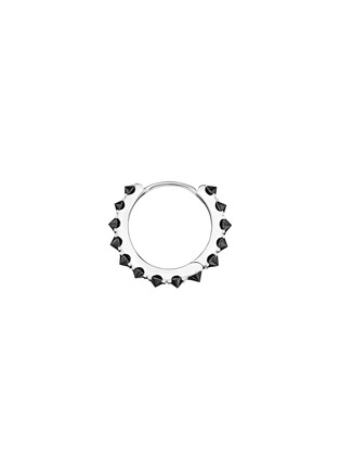 Detail View - Click To Enlarge - MARIA TASH - Eternity 18K White Gold Black Diamond Hoop Earring