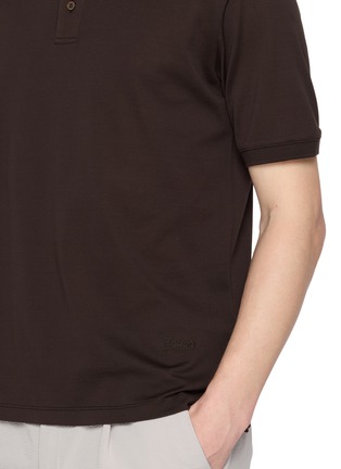  - HERNO - Contrast Stripe Collar Cotton Polo Shirt