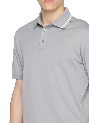  - HERNO - Contrast Stripe Collar Cotton Polo Shirt