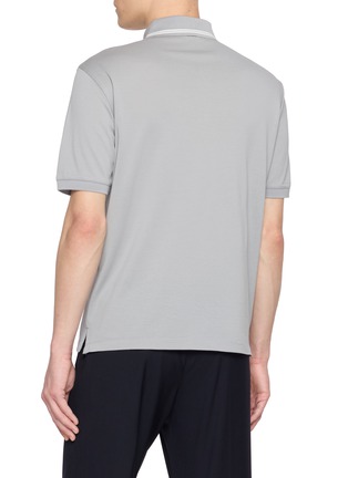 Back View - Click To Enlarge - HERNO - Contrast Stripe Collar Cotton Polo Shirt