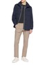 Figure View - Click To Enlarge - HERNO - Contrast Stripe Collar Cotton Polo Shirt